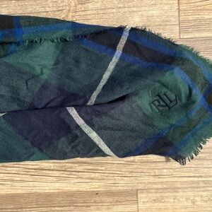 Ralph Lauren RLL Green & Navy Plaid Scarf